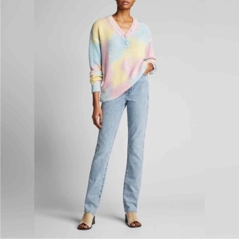 LoveShackFancy Naveen V-Neck‎ Pullover Sweater Fairy Pastel Multicolor Size M - Picture 4 of 9